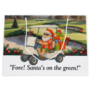 Golf jul Tomte kör golfcart på bana