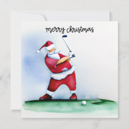 Golf jul Tomten golfar på green  Julkort