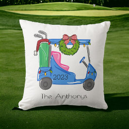 Golf-julblått golf Cart-Personlig Preppy Kudde