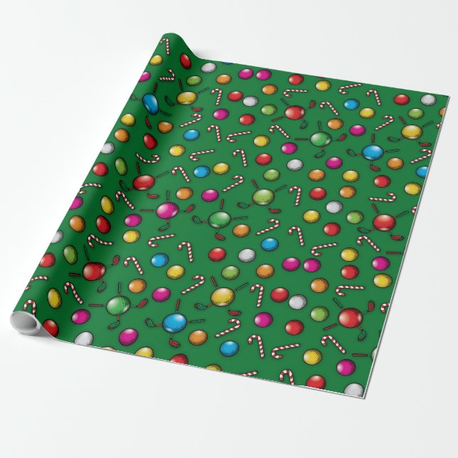 Golf-juldesign Mönster Presentpapper (Utrullad)