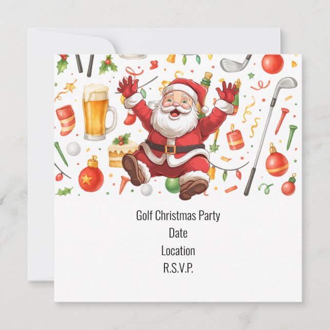 Golf-julen Party var tema med Jultomten Inbjudningar (Framsida)