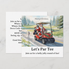 Golf julfest Låt oss Par tea med Tomte Inbjudningar