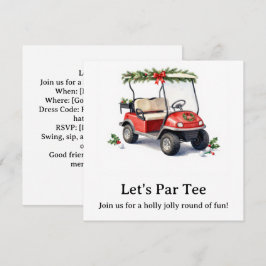 Golf julfest Låt oss Par tee med Tomte Inbjudningar