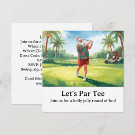Golf julfest Låt oss Par tee med Tomte  Inbjudningar