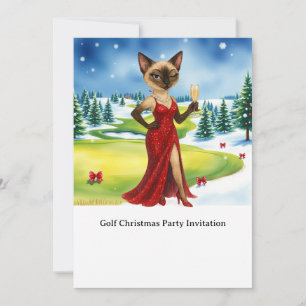 GOLF julfestinbjudan för kattälskare Julkort