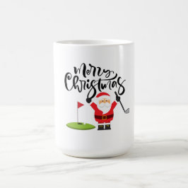 Golf-julgåva med Santa Golfer på golf flagga Kaffemugg