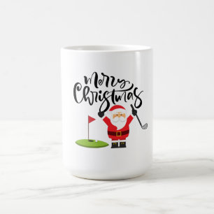Golf-julgåva med Santa Golfer på golf flagga Kaffemugg