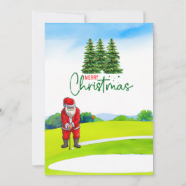 Golf Julgran på röd bil med Jultomten Julkort