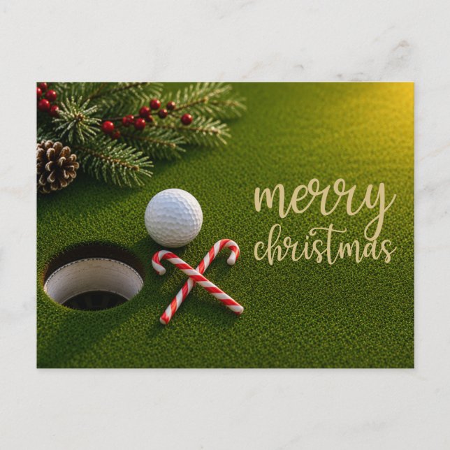 Golf julhelg med golfboll för golfare   vykort (Framsida)