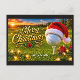 Golf julhelg med golfboll för golfare vykort