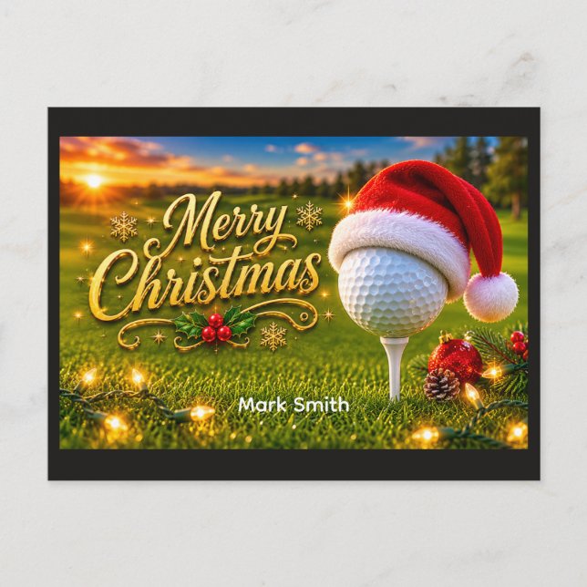 Golf julhelg med golfboll för golfare   vykort (Framsida)