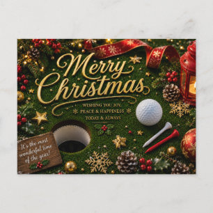 Golf julhelg med golfboll för golfare vykort