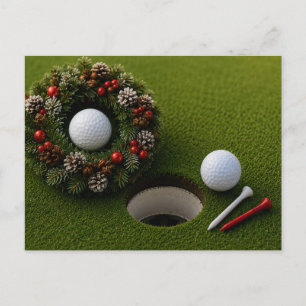 Golf julhelg med golfboll för golfare vykort
