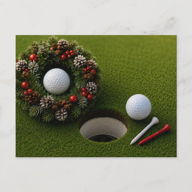 Golf julhelg med golfboll för golfare   vykort (Framsida)