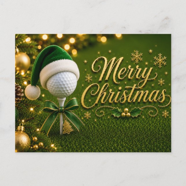 Golf julhelg med golfboll för golfare   vykort (Framsida)