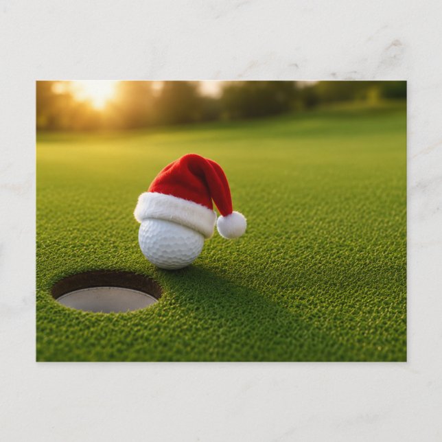 Golf julhelg med golfboll för golfare   vykort (Framsida)