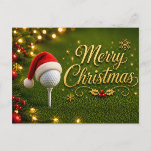 Golf julhelg med golfboll för golfare vykort