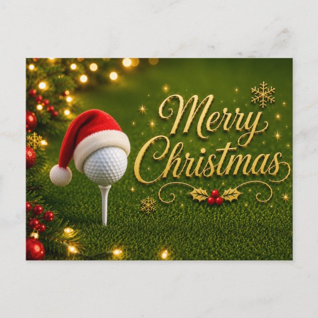 Golf julhelg med golfboll för golfare   vykort (Framsida)