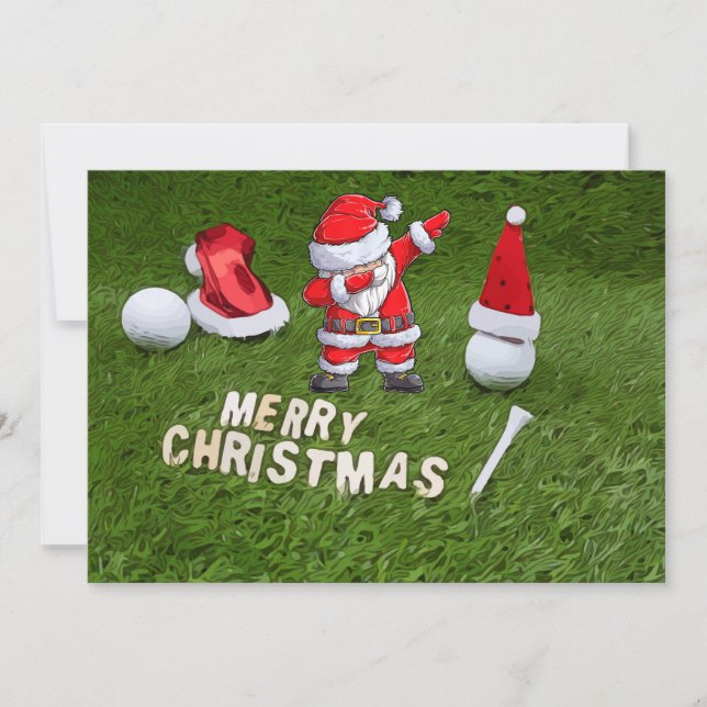 Golf julhelg och golfboll Tomte  Julkort (Framsida)