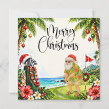Golf julkort med jultomten från Hawaii