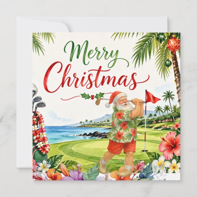 Golf julkort med jultomten från Hawaii (Framsida)