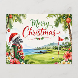 Golf julkort med jultomten från Hawaii Helg Vykort