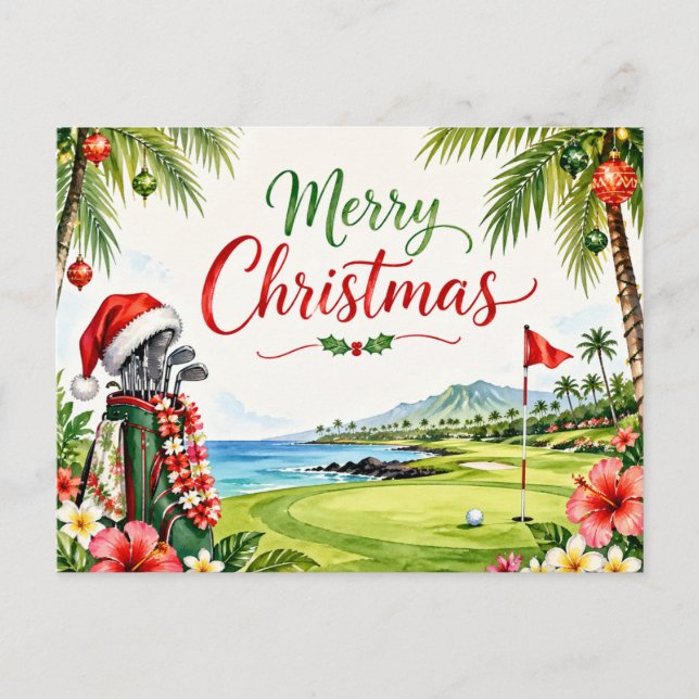 Golf julkort med jultomten från Hawaii Helg Vykort (Framsida)