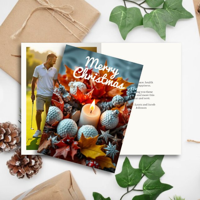 Golf-julljus ・ Familjefoto Helgkort (Skapare uppladdad)