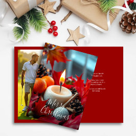 Golf-julljus ・ Familjefoto Red Helgkort
