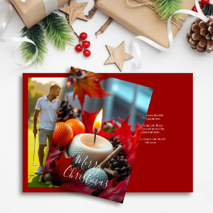 Golf-julljus ・ Familjefoto Red Helgkort