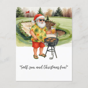 Golf Jultomten firar jul i juli Helg Vykort