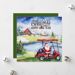 Golf Jultomten golfbanor till jul Julkort