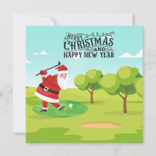 Golf Jultomten golfbanor till jul Julkort