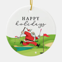 Golf Jultomten golfer glad helg Julgransprydnad Keramik