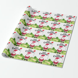 Golf Jultomten golfer God jul på Grönt Presentpapper