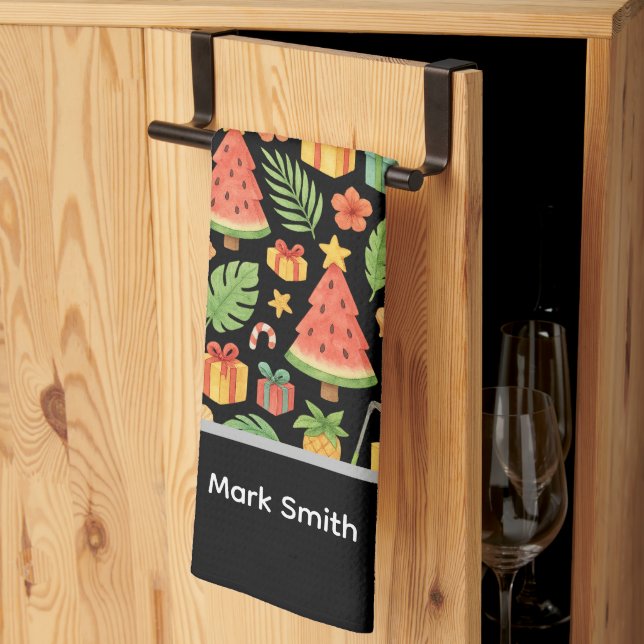 Golf Jultomten golfing Summer Hawaiian Tema Kökshandduk (Thirds Fold)