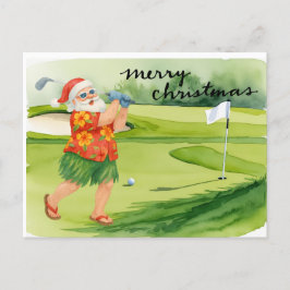 Golf Jultomten golfjulen Helg Vykort