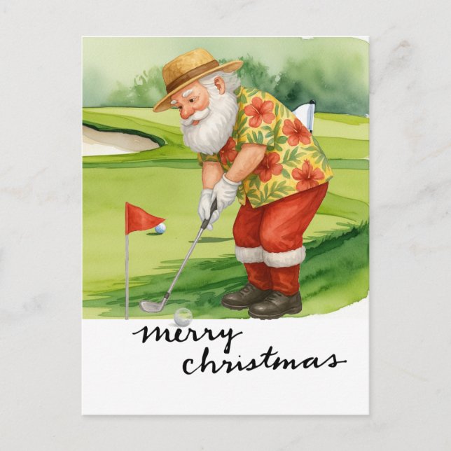 Golf Jultomten golfjulen Helg Vykort (Framsida)