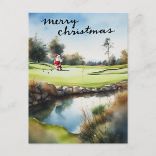 Golf Jultomten golfjulen Helg Vykort