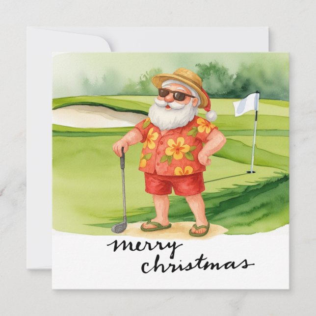 Golf Jultomten golfjulen Julkort (Framsida)