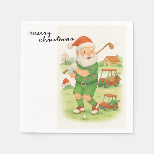 Golf Jultomten golfjulen Pappersservett (Framsidan)