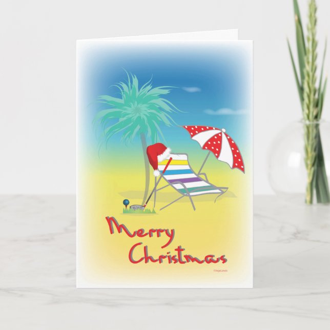 GOLF jultomten Hat Beach Funny Card Kort (Framsida)