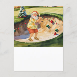 Golf Jultomten i Bunker för jul i juli Helg Vykort