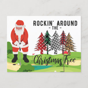 Golf Jultomten som gungar runt Julgran Vykort