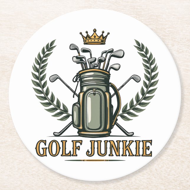 Golf Junkie Sports Älskare Graphic Underlägg Papper Rund (Framsidan)