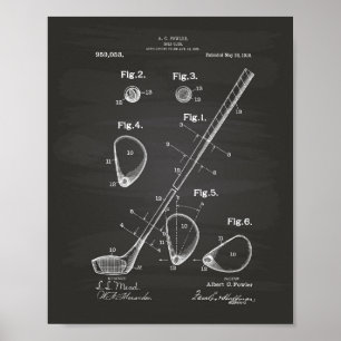 Golf Klubb 1910 Patent Art - Chalkboard Poster