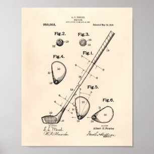 Golf Klubb 1910 Patent Art - Old Peper Poster