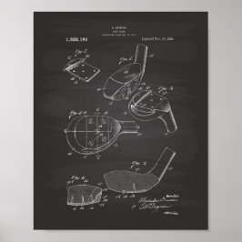 Golf Klubb 1919 Patent Art - Chalkboard Poster