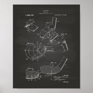 Golf Klubb 1919 Patent Art - Chalkboard Poster
