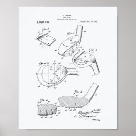 Golf Klubb 1919 Patent Art - White Papper Poster